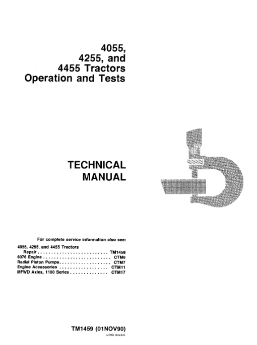 John Deere 4055, 4255, 4455 Tractors Repair Technical Manual - Image 2