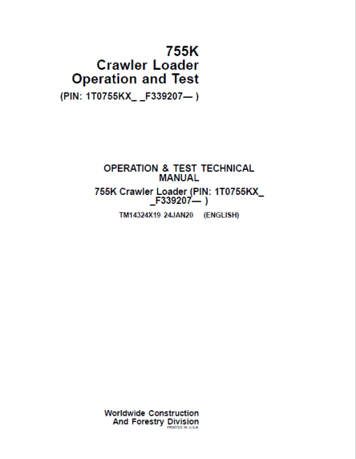 John Deere 755K Crawler Loader Repair Technical Manual (S.N after F339207 - ) - Image 2