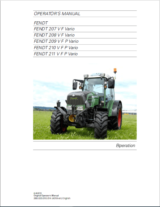 Fendt 207, 208, 209, 210, 211 Vario VFP Tractors Workshop Repair Manual - Image 2