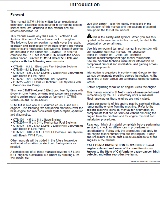 John Deere 6.8L, 8.1L PowerTech Diesel Engines Level 3 Electronic Fuel Systems with Bosch Pump Repair Manual - Image 2