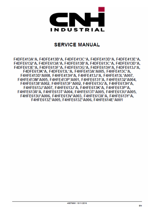 NEF Tier 4A Interim and Stage IIIB Engine Service Manual