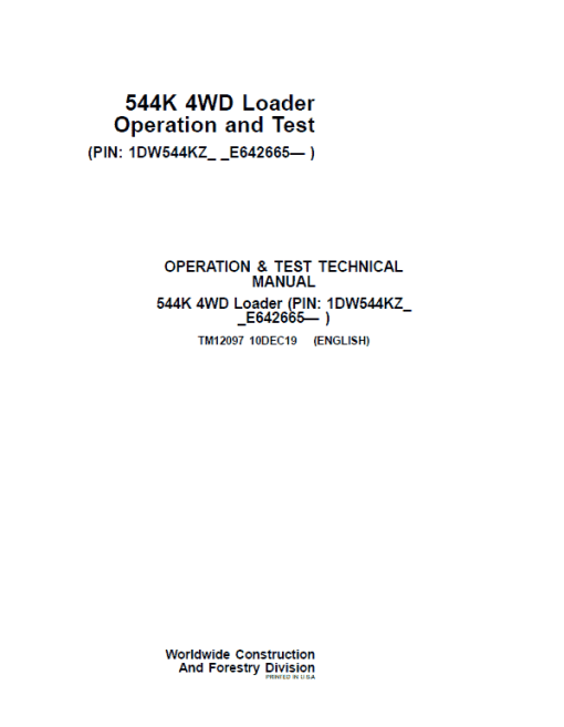 John Deere 544K 4WD Loader Technical Manual (SN. after E642665) - Image 2