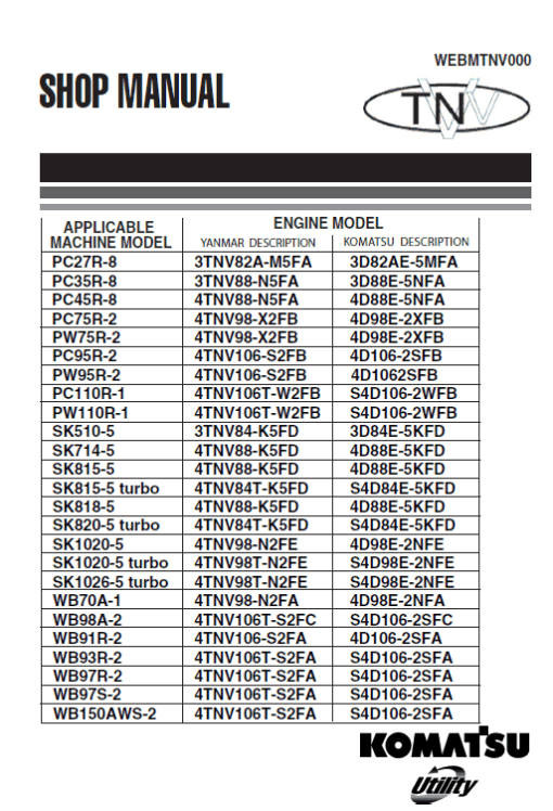 Komatsu S4D84E, S4D98E, S4D106 Series Engine Manual - Image 2