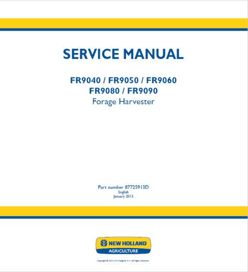 New Holland FR9040, FR9050, FR9060, FR9080, FR9090 Forage Harvester Repair Manual - Image 2