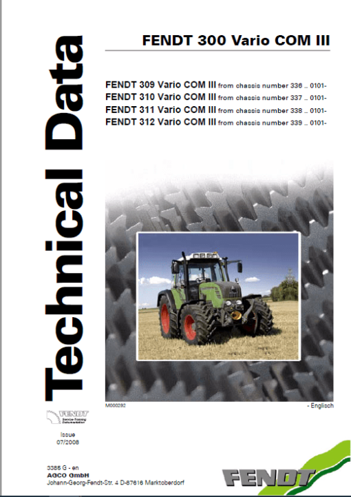 Fendt 309, 310, 311, 312 Vario COM III Tractors Repair Workshop Manual - Image 2