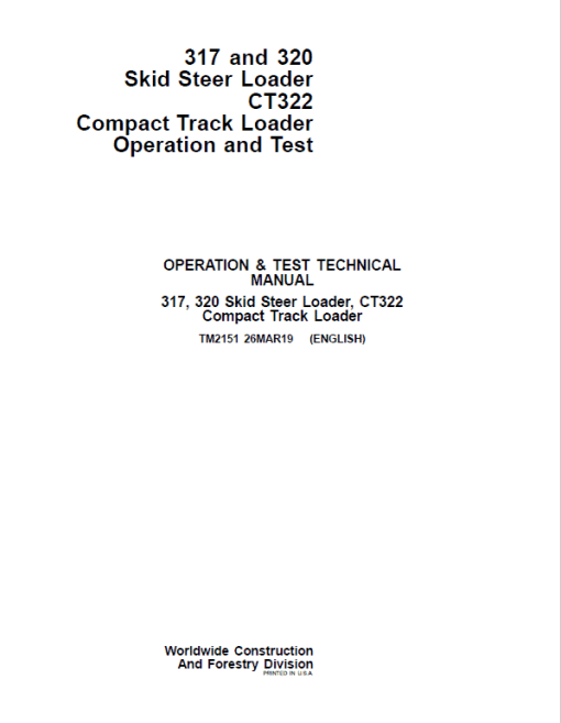 John Deere CT322 Compact Loader Repair Technical Manual - Image 2