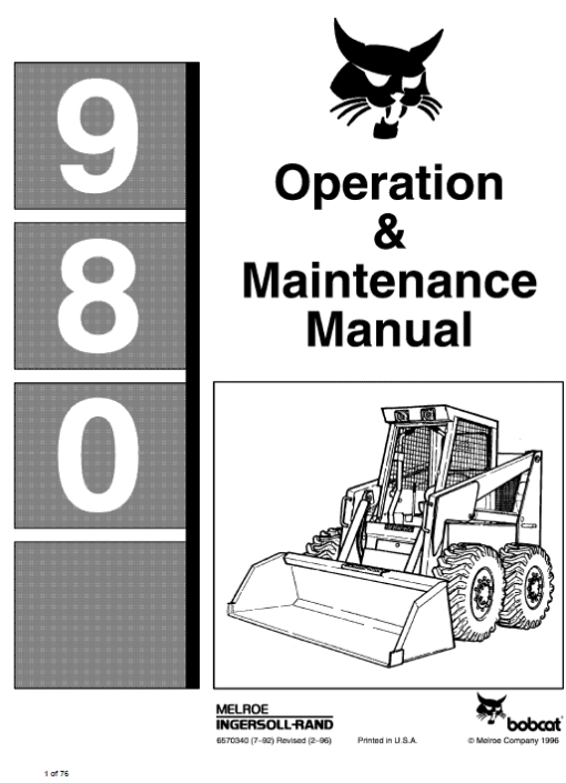 Bobcat 980 Skid-Steer Loader Service Manual - Image 3