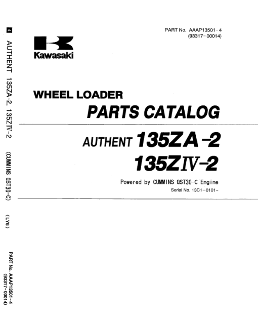 Kawasaki 135ZIV-2 Wheel Loader Repair Service Manual - Image 4