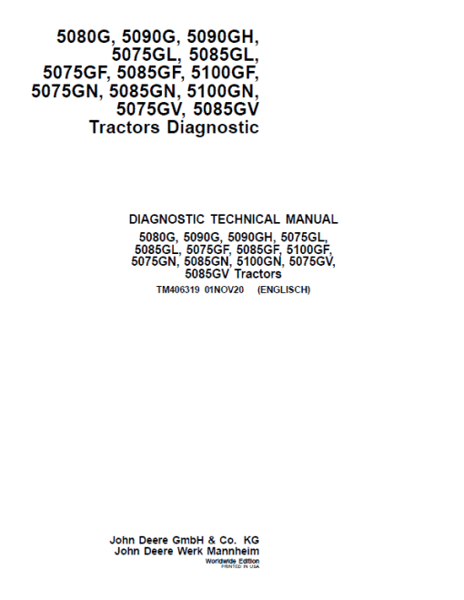 John Deere 5075GL, 5075GF, 5075GN, 5075GV Tractors Repair Technical Manual - Image 2