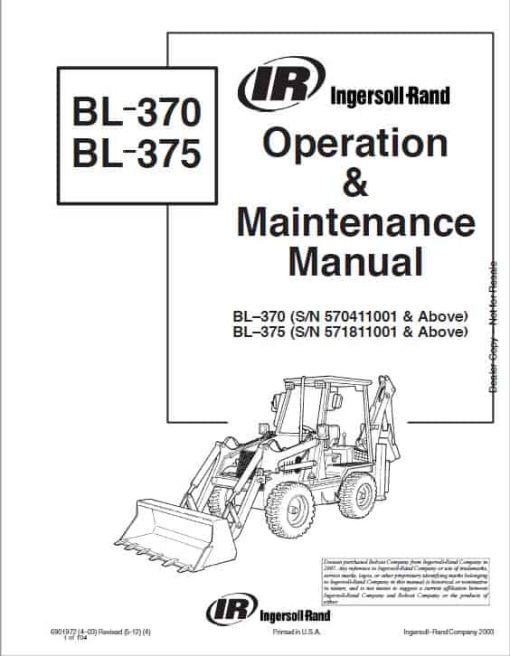 Bobcat BL370, BL375 Loader Service Repair Manual - Image 2