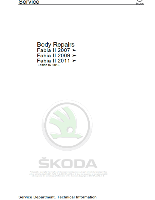 SKODA FABIA II (54) Repair Service Manual - Image 2