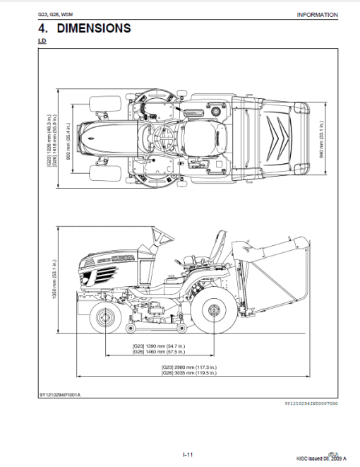 Kubota G23, G26 Mowers Workshop Service Manual - Image 2