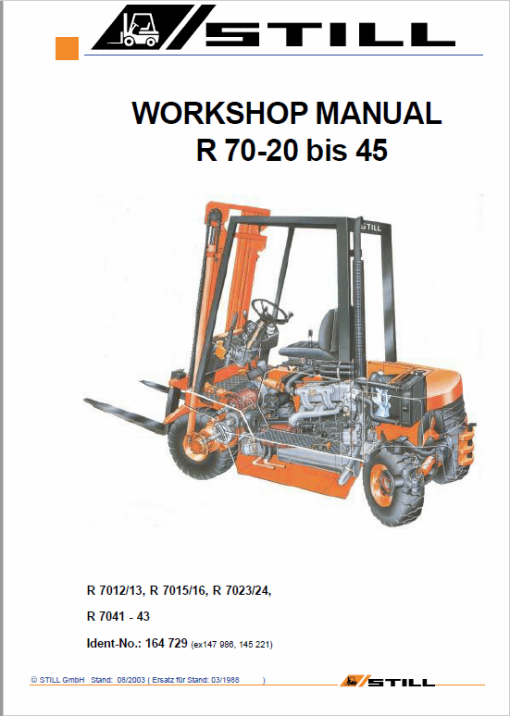 Still Electric Fork Truck R70: R70-16 R70-18 R70-20 Repair Circuit Workshop Operating Manual - Image 3