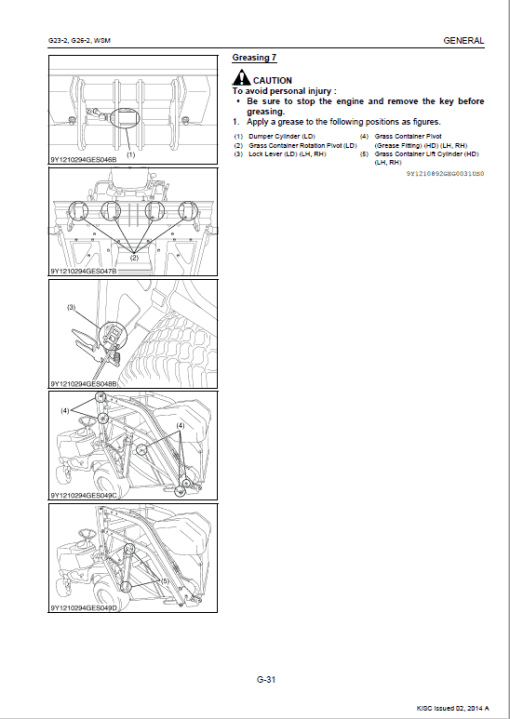 Kubota G23-2, G26-2 Mowers Service Manual - Image 2