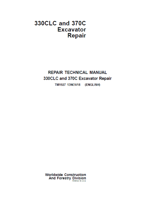 John Deere 330CLC, 370C Excavator Repair Technical Manual - Image 2