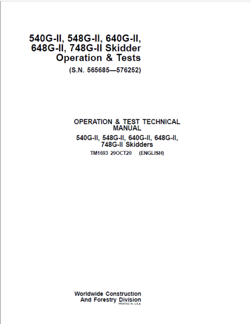 John Deere 540G-II, 548G-II, 640G-II, 648G-II, 748G-II Skidder Repair Manual (S.N 565685 - 576252) - Image 2