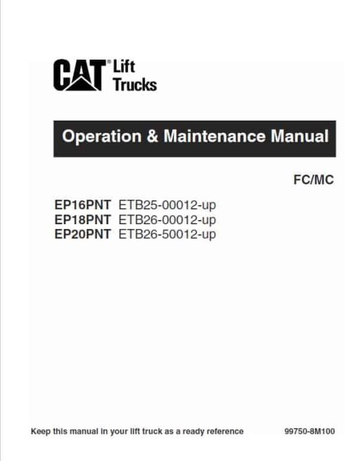 CAT EP16NT, EP18NT, EP20NT Forklift Lift Truck Service Manual - Image 2