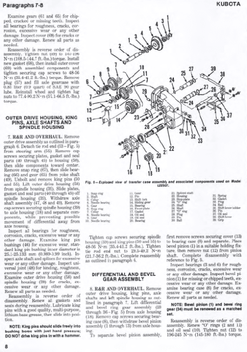 Kubota L175, L210, L225, L260 Tractor Workshop Manual - Image 2