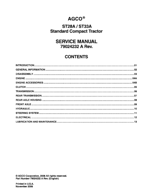 AGCO ST28A, ST33A Tractor Service Manual - Image 5