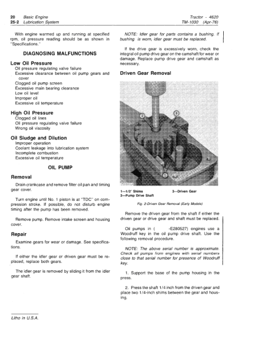 John Deere 4620 Tractor Repair Technical Manual - Image 2