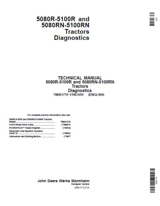 John Deere 5080R, 5080RN, 5090R, 5090RN, 5100R, 5100RN Tractor Repair Manual - Image 2