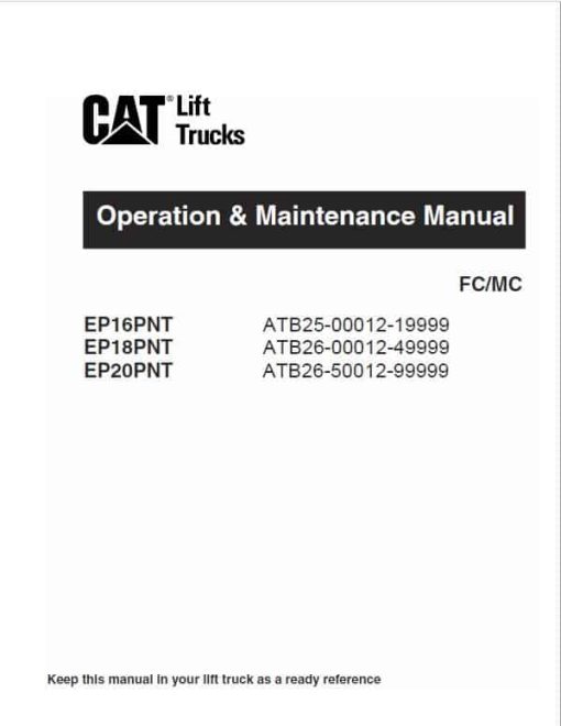 CAT EP16PNT, EP18PNT, EP20PNT Forklift Lift Truck Service Manual - Image 2