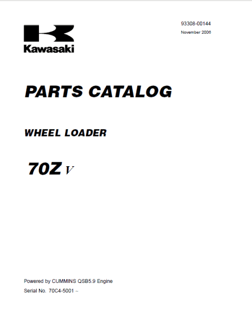 Kawasaki 70ZV Wheel Loader Repair Service Manual - Image 2