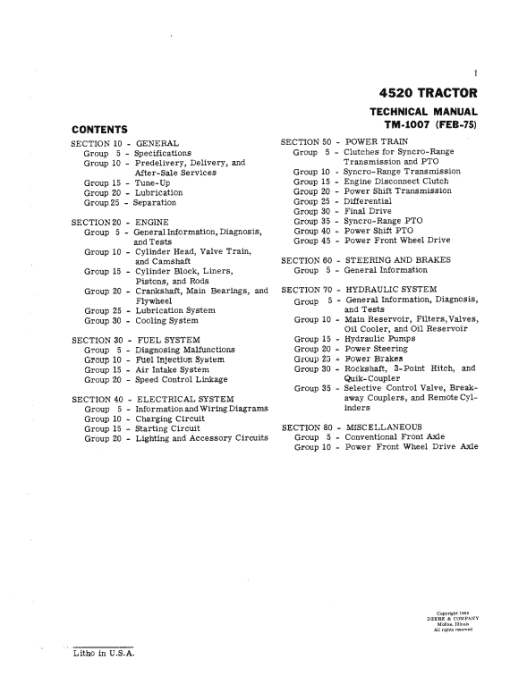 John Deere 4520 Tractor Repair Technical Manual - Image 2