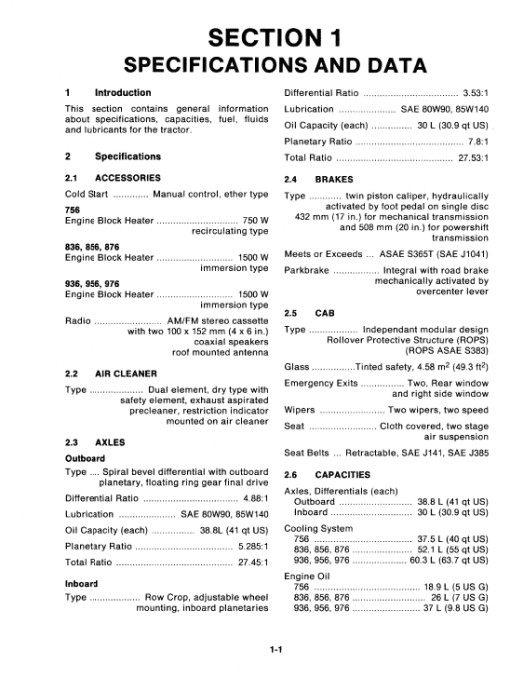 Ford Versatile 756, 836, 856, 876 Tractor Service Manual - Image 2