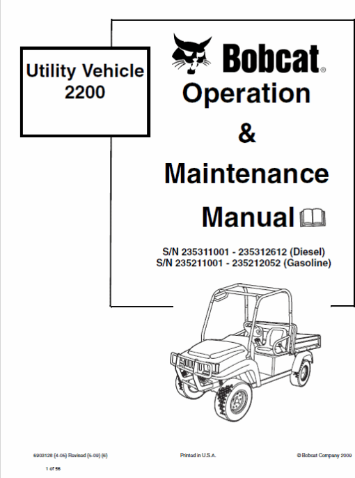 Bobcat 2200, 2200S, 2300 (G Series & D Series) Utility Vehicle Service Manual - Image 4