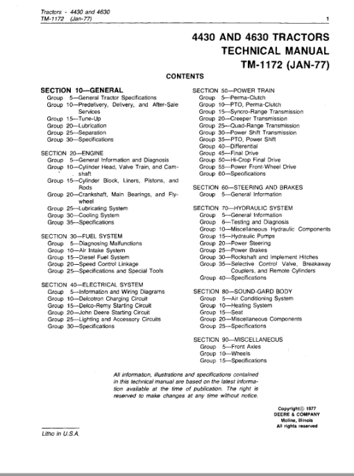 John Deere 4430, 4630 Tractors Repair Technical Manual - Image 3