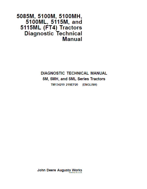 John Deere 5085M, 5100M, 5100MH, 5100ML, 5115M, 5115ML (FT4) Tractors Repair Manual - Image 2