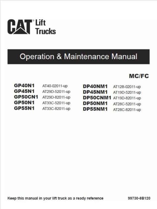 CAT GP40N1, GP45N1, GP50CN1, GP50N1, GP55N1 Lift Truck Service Manual - Image 2