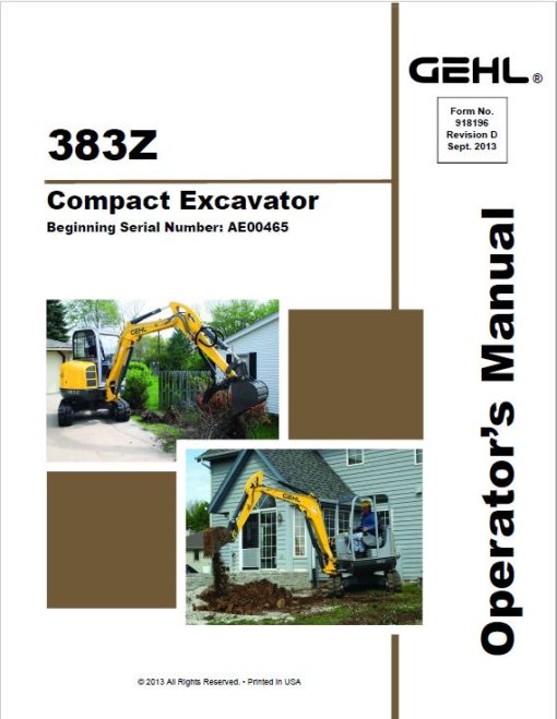 Gehl GE 383Z Excavator Repair Service Manual - Image 2