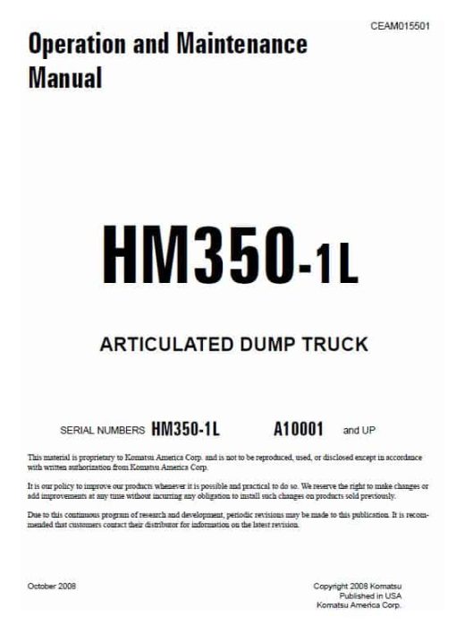 Komatsu HM350-1L Dump Truck Service Manual - Image 2