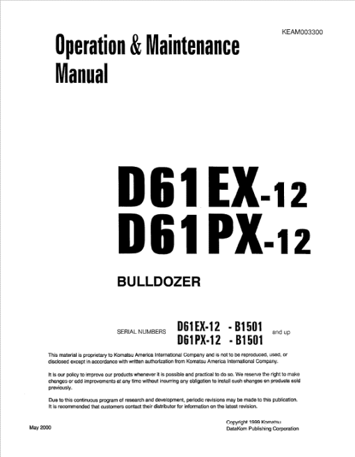 Komatsu D61EX-12, D61PX-12 Dozer Service Manual - Image 2