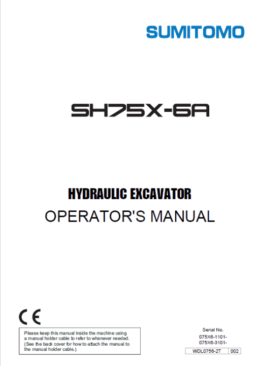 Sumitomo SH75X-6A Hydraulic Excavator Repair Service Manual - Image 2