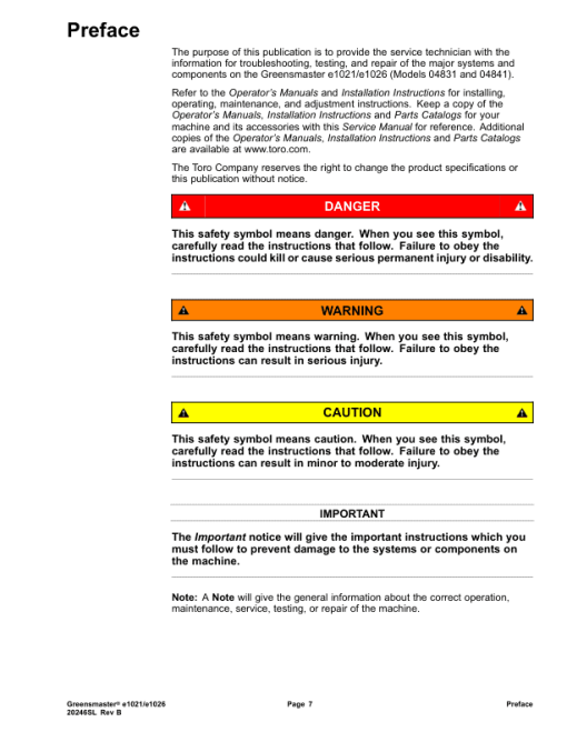 Toro Greensmaster e1021 Service Repair Manual - Image 2