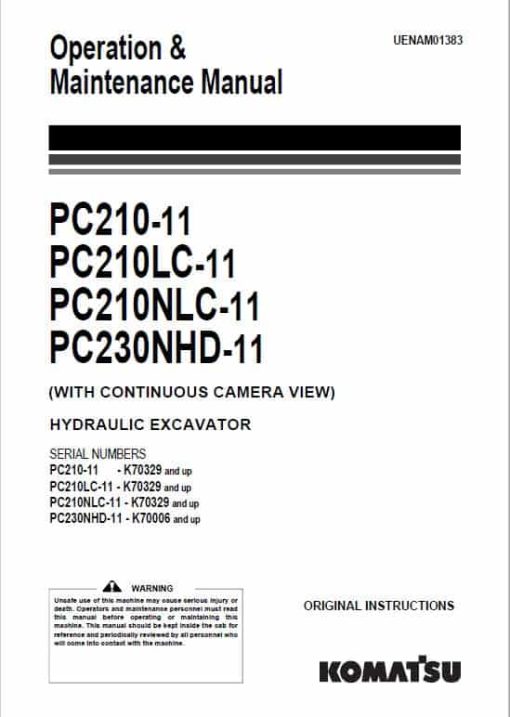 Komatsu PC210-11, PC210LC-11, PC210NLC-11, PC230NHD-11 Excavator Repair Manual - Image 2