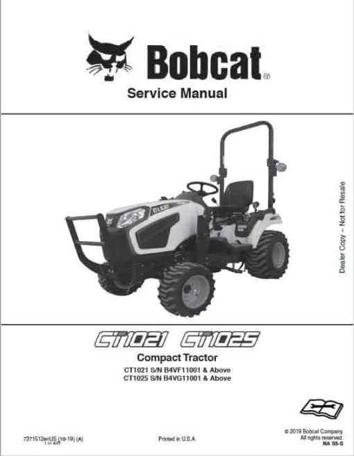 Bobcat CT1021, CT1025 Compact Tractor Service Manual - Image 2