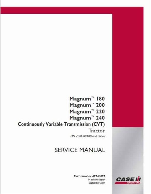 Case 180, 190, 200, 210, 225, 220, 240 Magnum Tractor Service Manual - Image 4