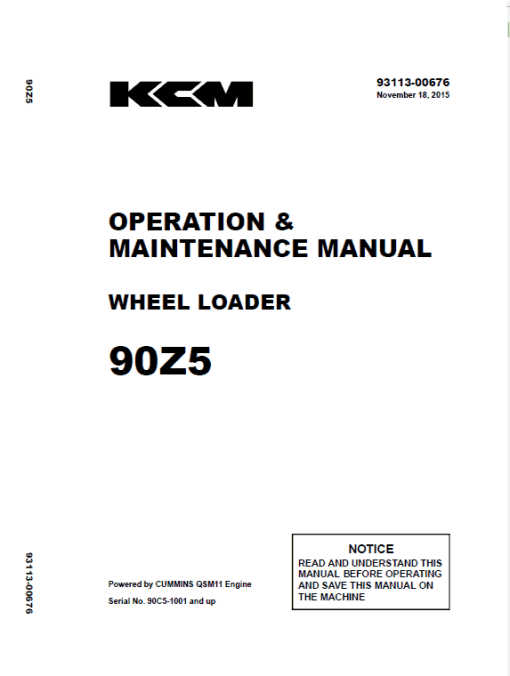 Kawasaki 90ZV Wheel Loader Repair Service Manual - Image 5