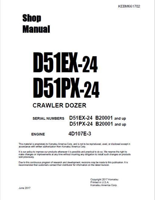 Komatsu D51EX-24, D51PX-24 Dozer Service Manual - Image 2