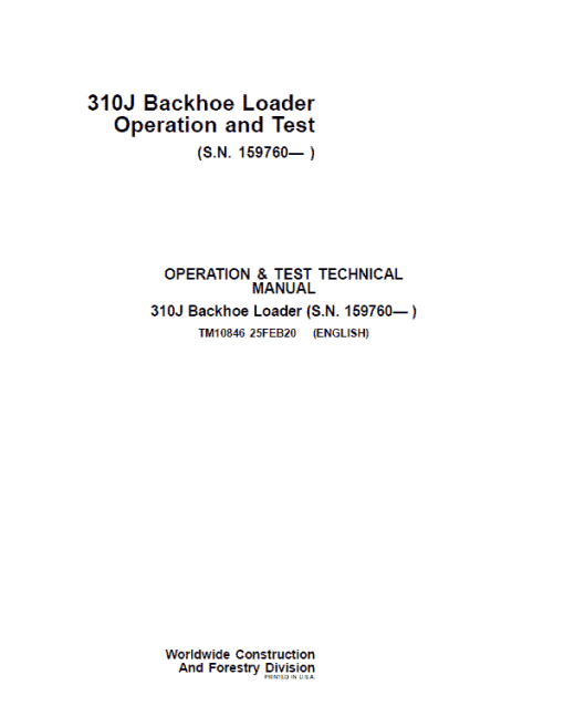 John Deere 310J Backhoe Loader Repair Technical Manual (S.N after 159760 - ) - Image 2