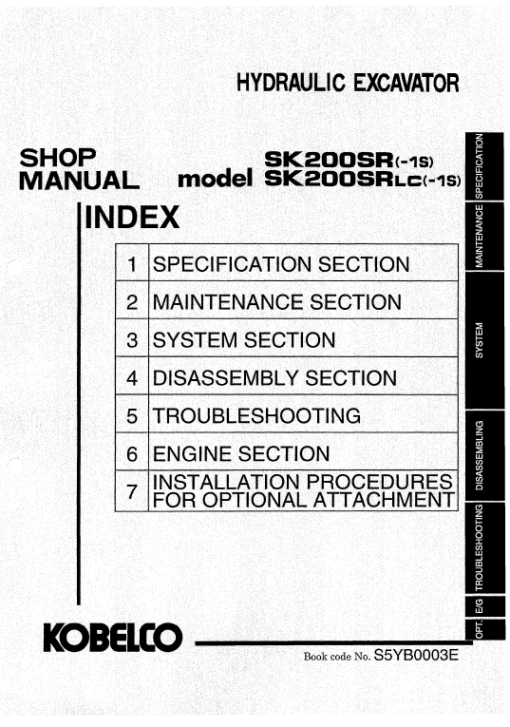 Kobelco SK200SR and SK200SR-LC Excavator Service Manual - Image 2