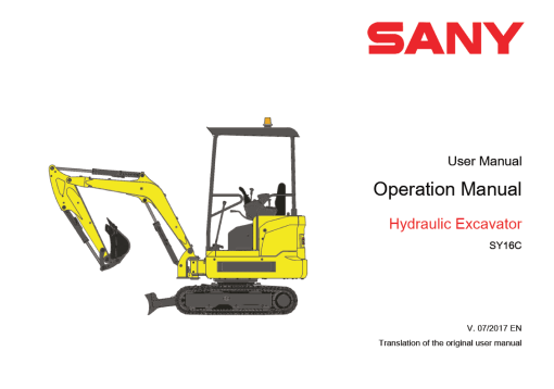 Sany SY16C Hydraulic Excavator Repair Service Manual - Image 2