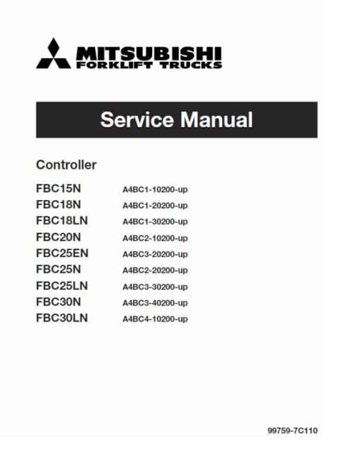 Mitsubishi FBC15N, FBC18N, FBC18LN Forklift Lift Truck Service Manual - Image 2