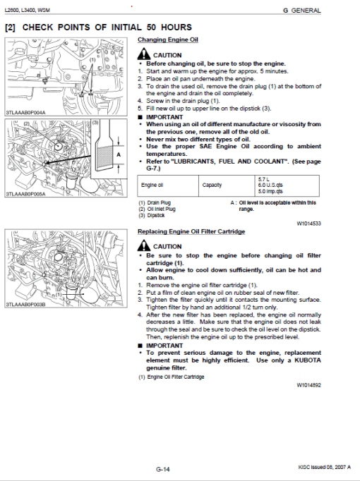 Kubota L2800, L3400 Tractor Workshop Service Manual - Image 2