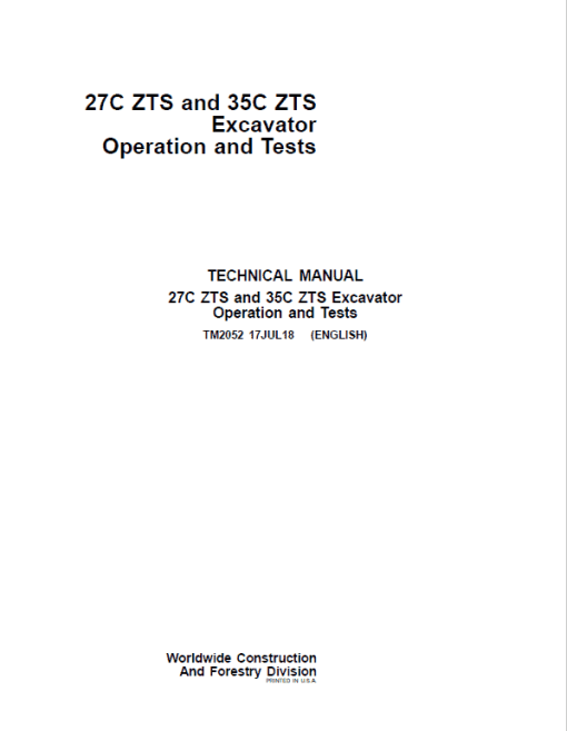 John Deere 27C ZTS, 35C ZTS Excavator Repair Technical Manual - Image 2