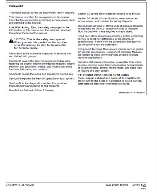 John Deere 3029 Diesel Engine - Denso ECU Repair Manual (CTM159719) - Image 2